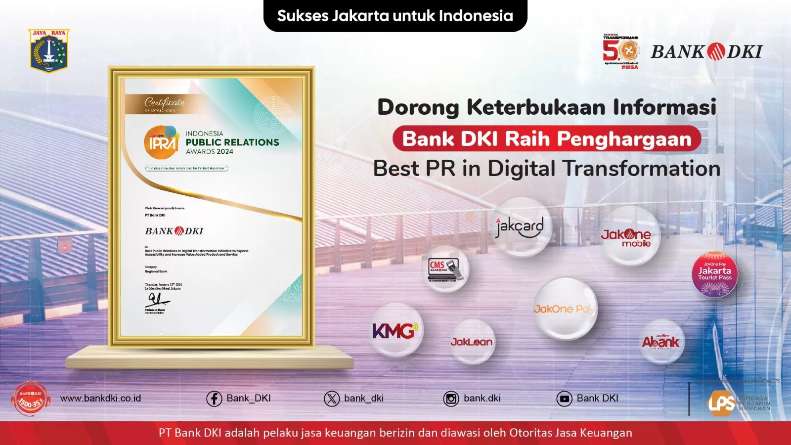 Bank DKI Raih Penghargaan Best PR in Digital Transformation